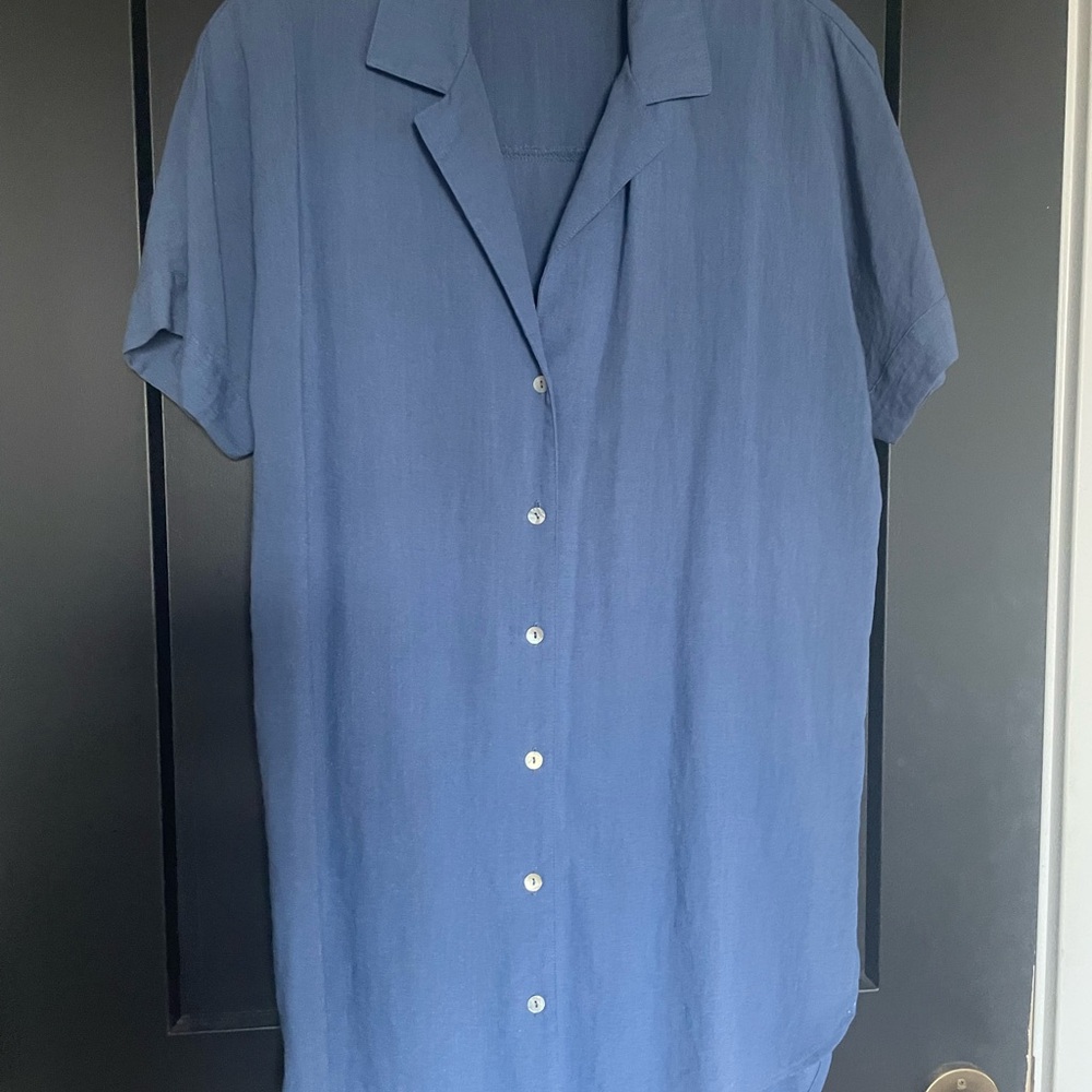 Plum Ladies Long Blue Short Sleeve Shirt